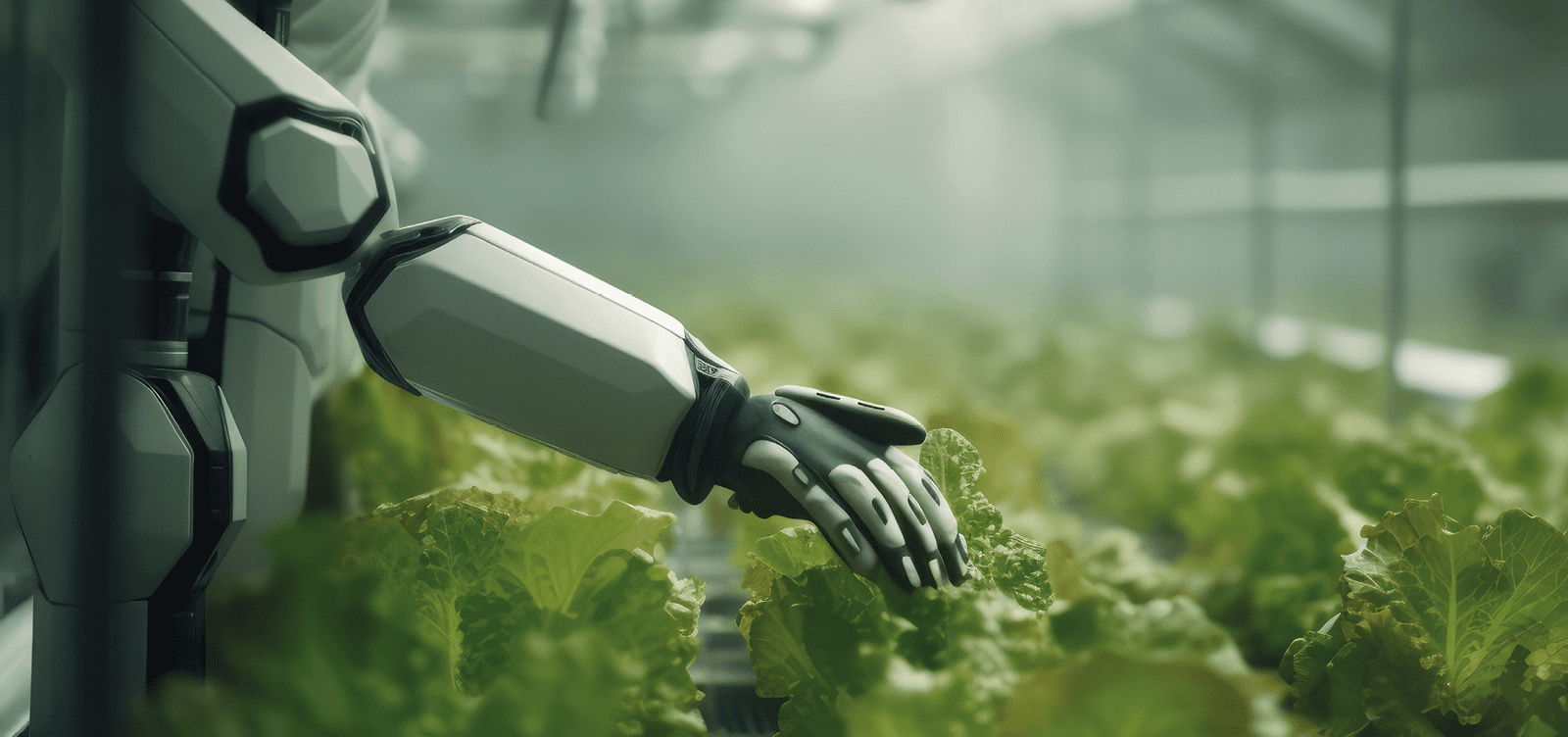 Рука робота на фоне рассады